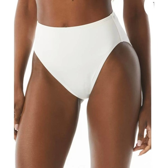 Women's Carmen Marc Valvo 4Twisted Ties High Waist Bikini Swim Bottom white L - Picture 1 of 8